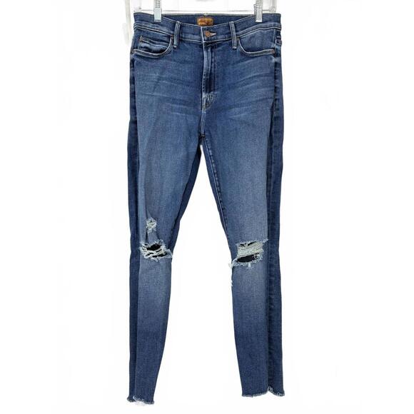 Mother Denim - Mother The Stunner Zip Ankle Step Fray Distressed Skinny Jeans Size 29